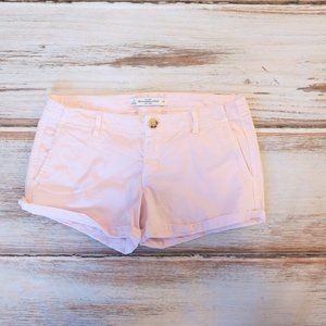 Light Pink Rolled Hem Chino Shorts